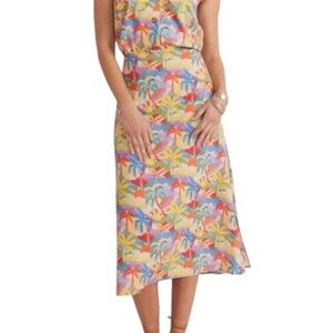 Marine Layer Ryan Midi Slip Skirt in Multi Palm Print